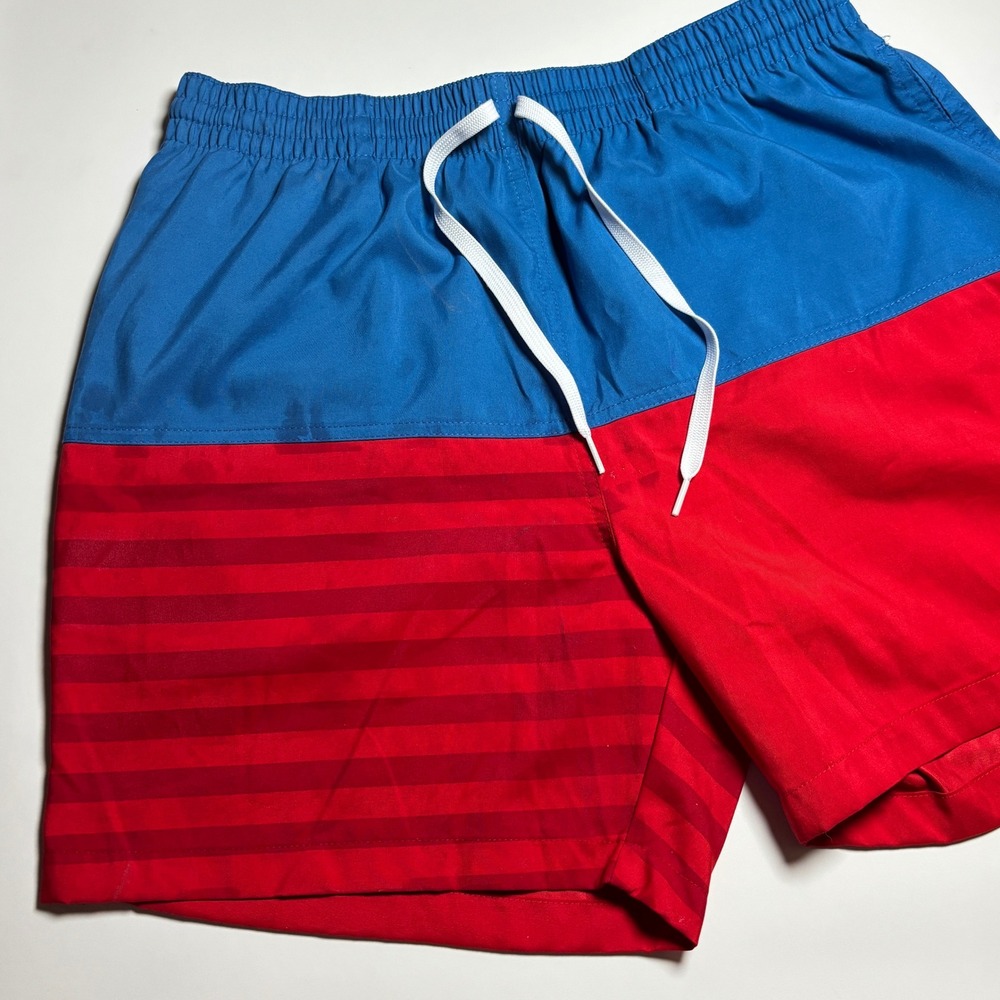 Chubbies Swim Trunks Mens XL Blue Red Colorblock Striped when wet Mesh Lined